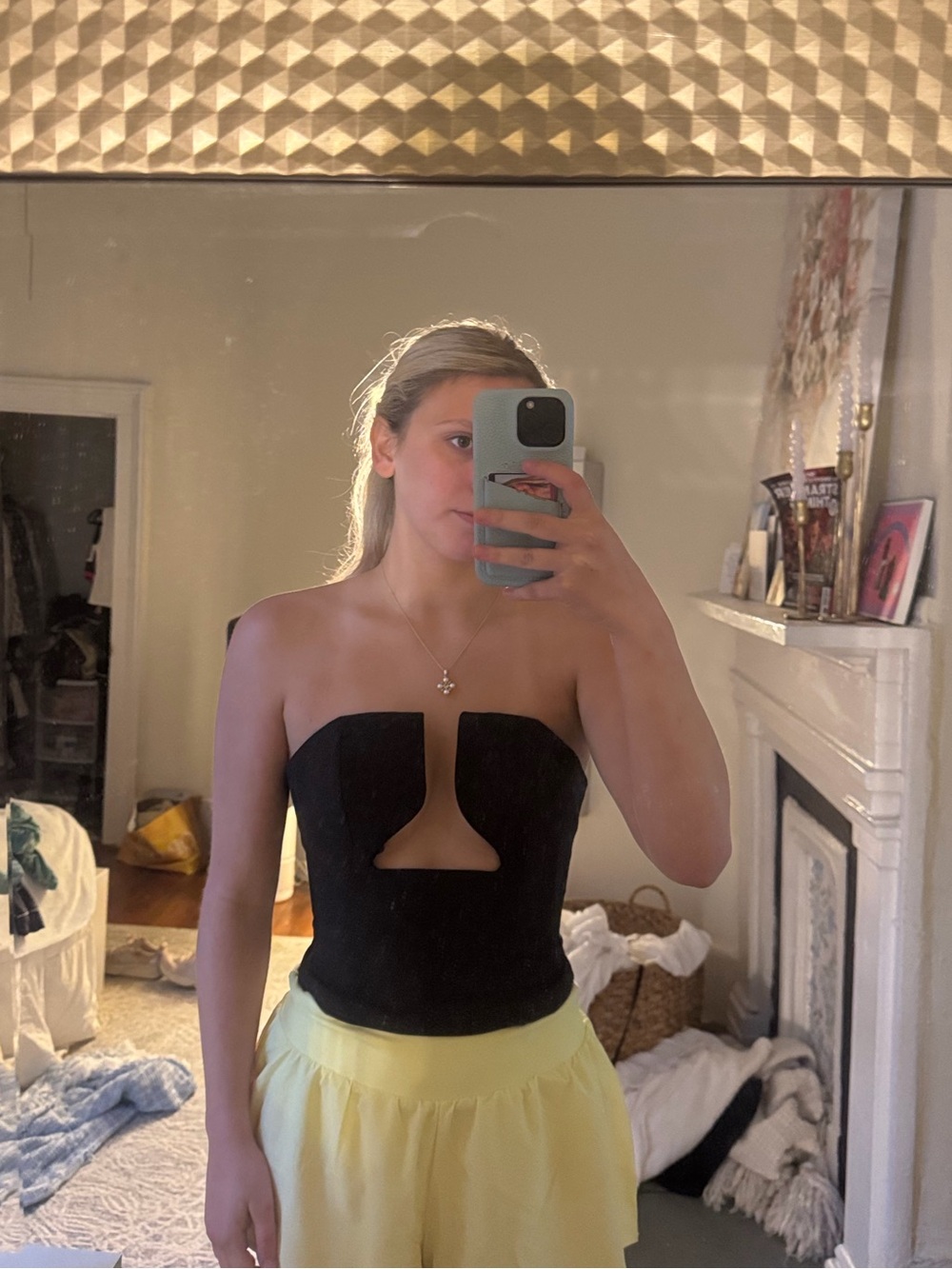 NWT  Kookai Black Strapless Cutout Top